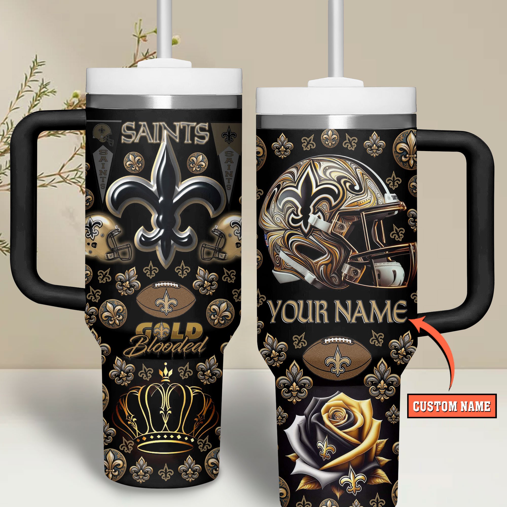 New Orleans Saints NFL Custom Stanley Cup 40 oz 30 oz Tumbler With Handle