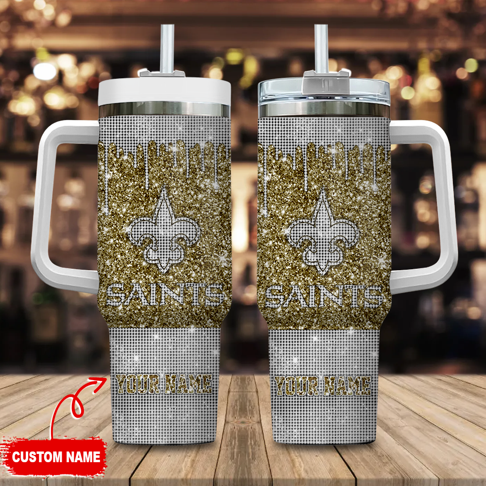 New Orleans Saints NFL Glitter Custom Stanley Cup 40 oz 30 oz Tumbler With Handle