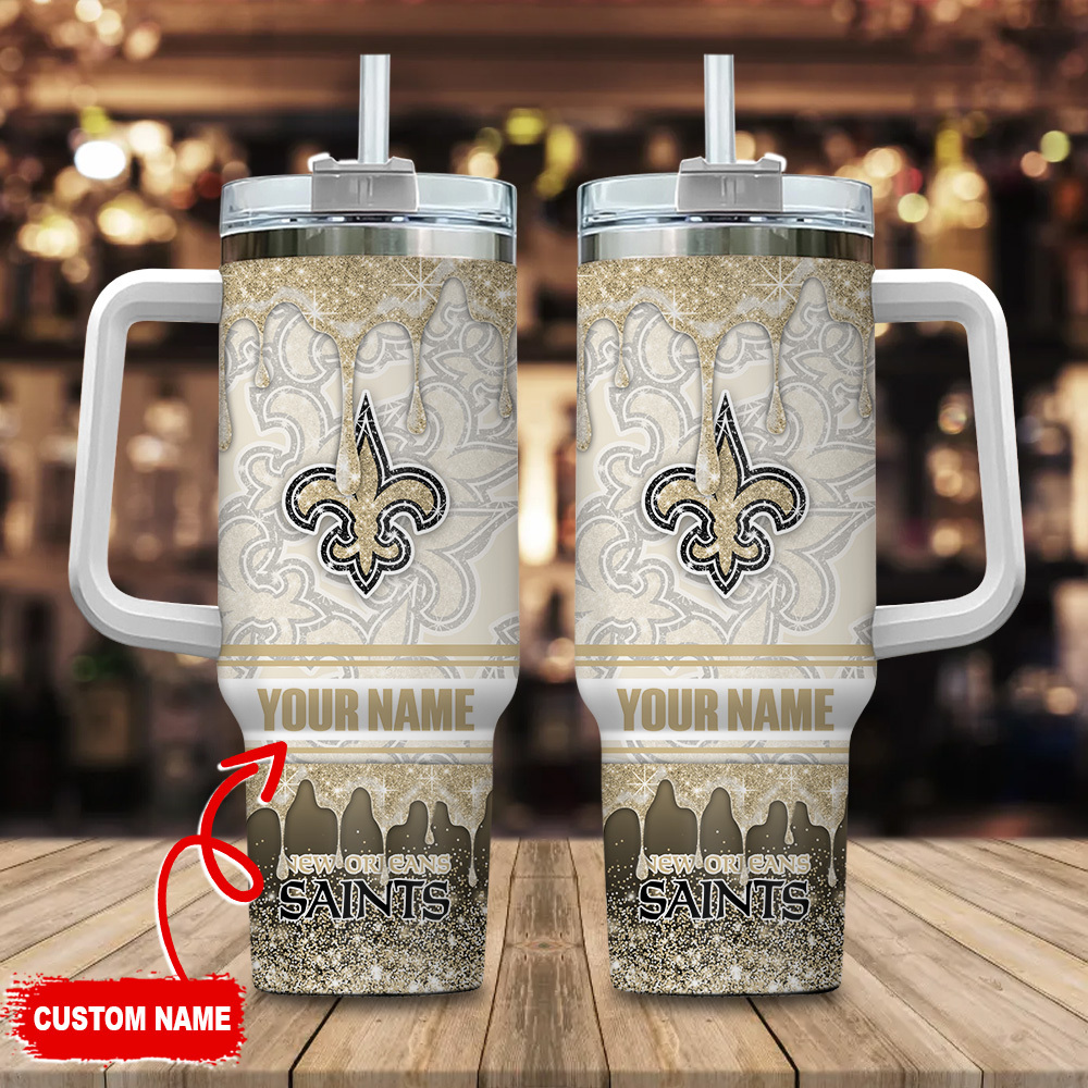 New Orleans Saints NFL Glitter Custom Stanley Cup 40 oz 30 oz Tumbler With Handle