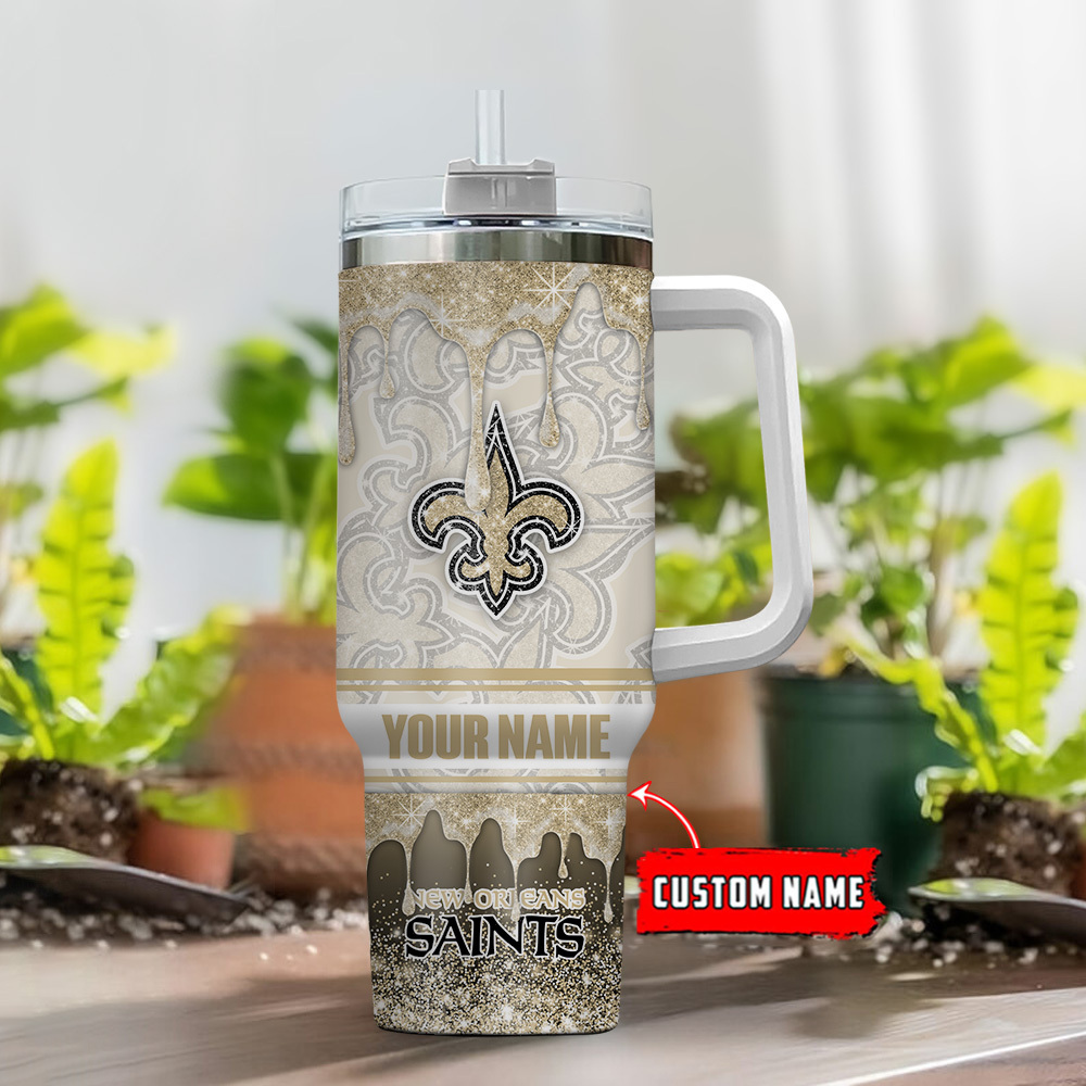New Orleans Saints NFL Glitter Custom Stanley Cup 40 oz 30 oz Tumbler With Handle