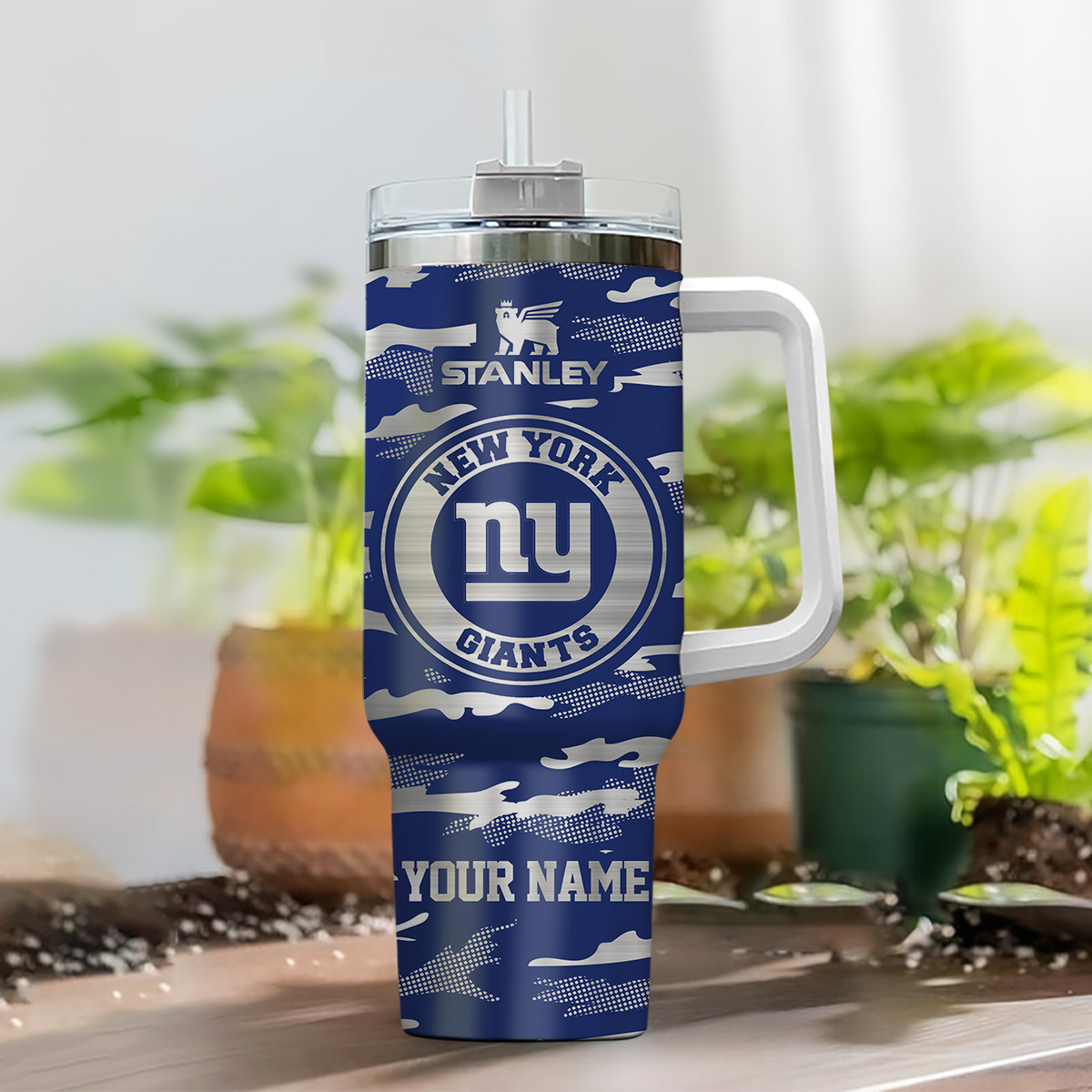 New York Giants NFL Camo Pattern Custom Stanley Cup 40 oz 30 oz Tumbler With Handle