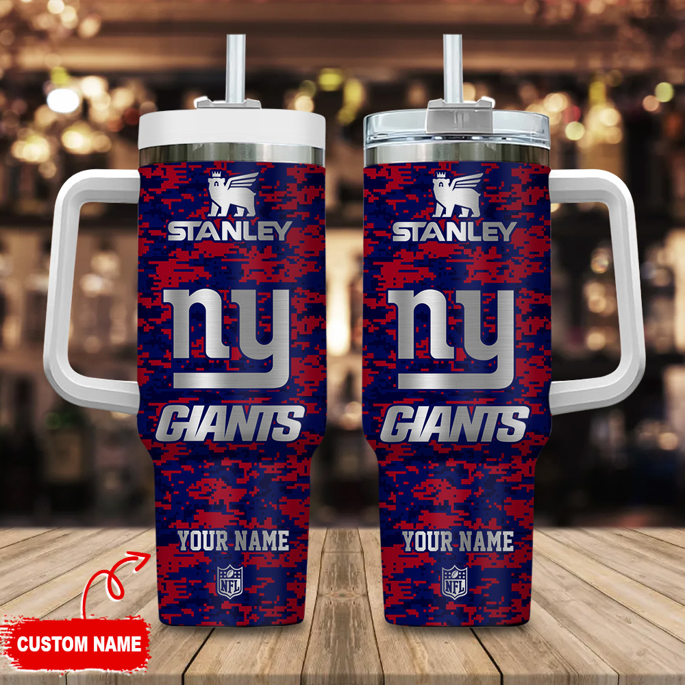 New York Giants NFL Camouflage Silver Logo Custom Stanley Cup 40 oz 30 oz Tumbler With Handle