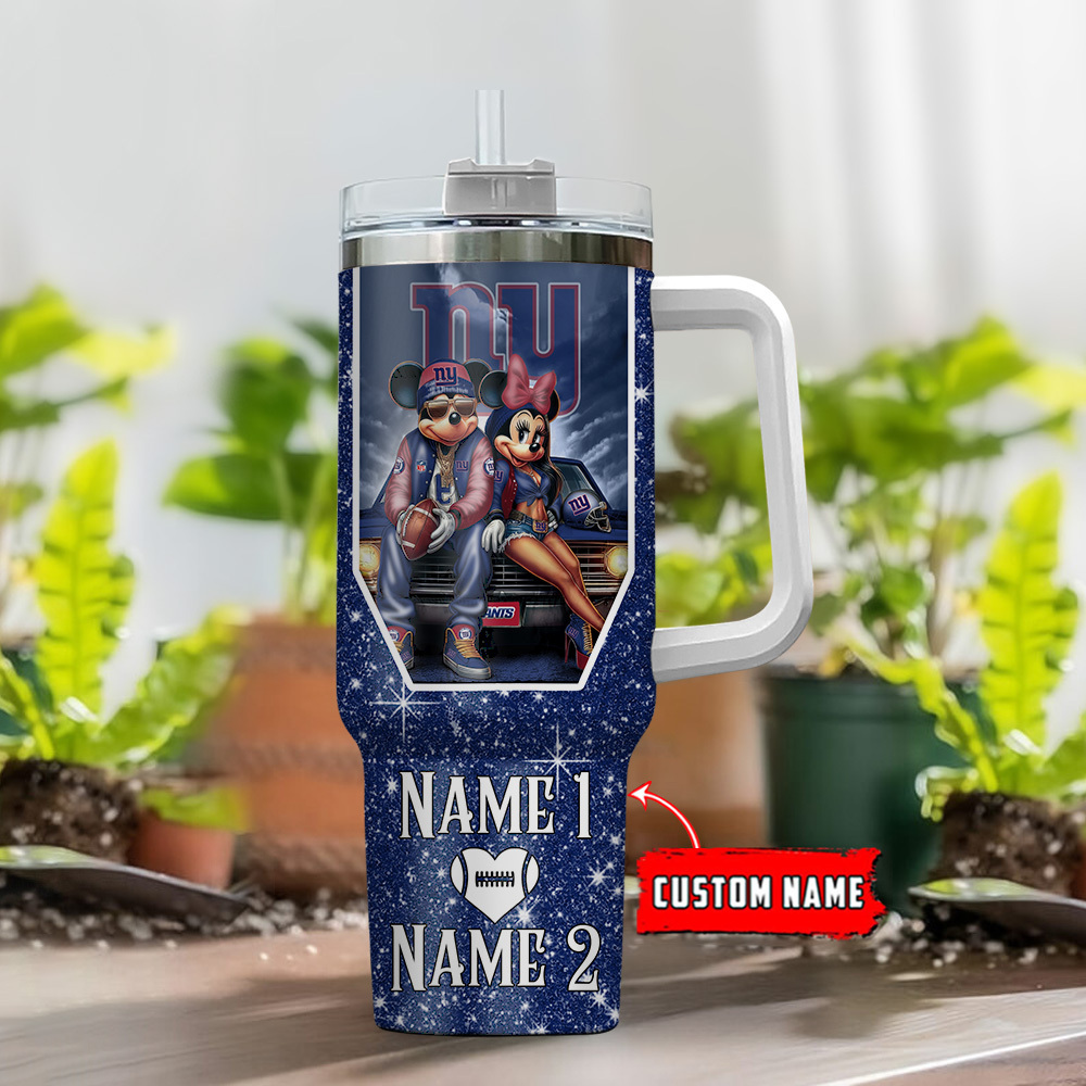New York Giants NFL Mickey And Minnie Couple Custom Stanley Cup 40 oz 30 oz Tumbler With Handle