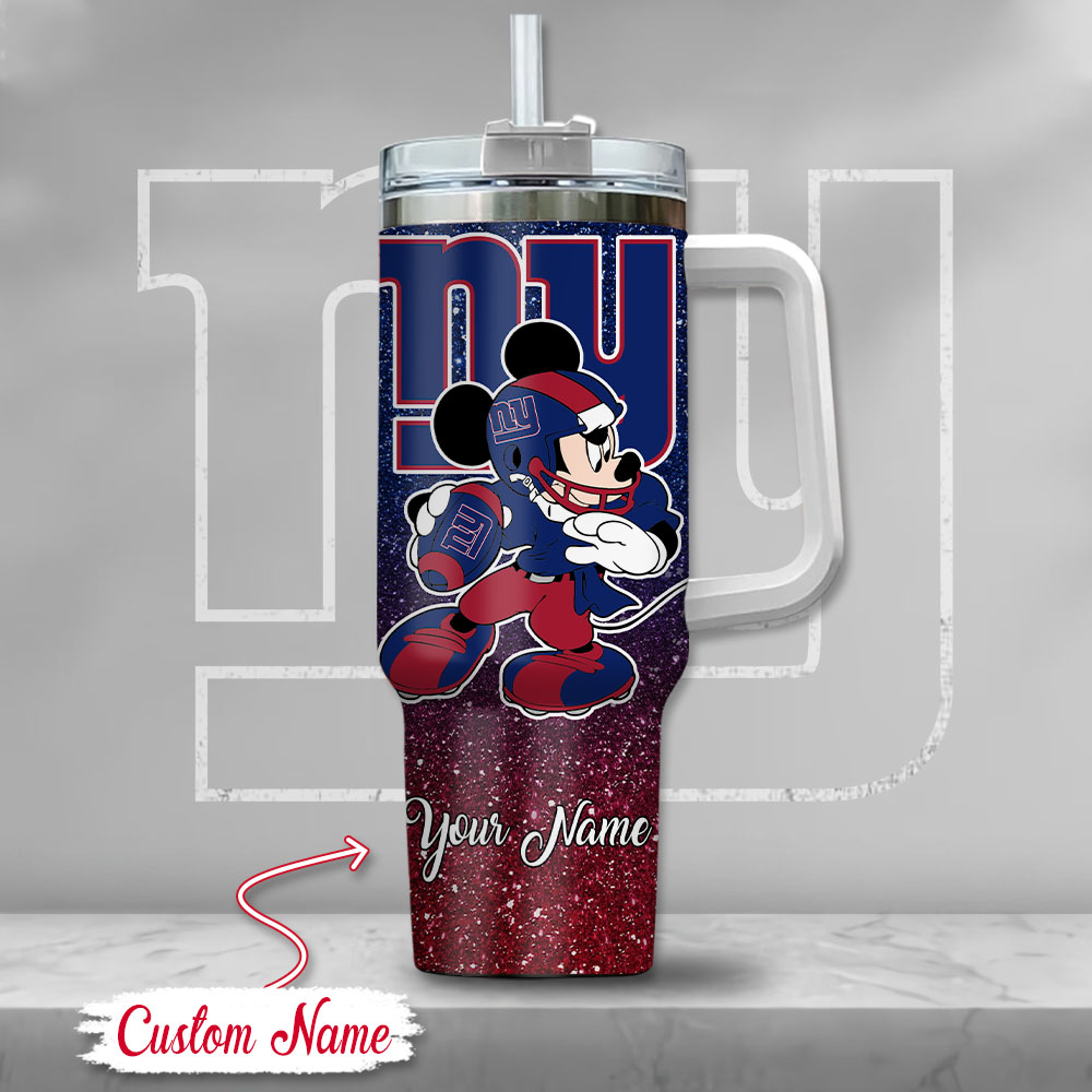 New York Giants NFL Mickey Mouse Glitter Custom Stanley Cup 40 oz 30 oz Tumbler With Handle