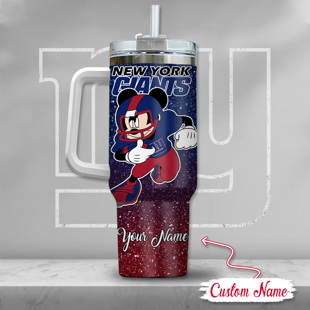 New York Giants NFL Mickey Mouse Glitter Custom Stanley Cup 40 oz 30 oz Tumbler With Handle