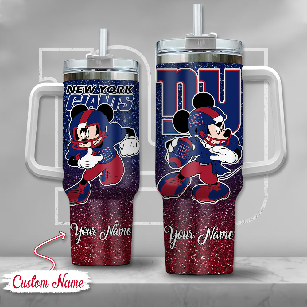 New York Giants NFL Mickey Mouse Glitter Custom Stanley Cup 40 oz 30 oz Tumbler With Handle