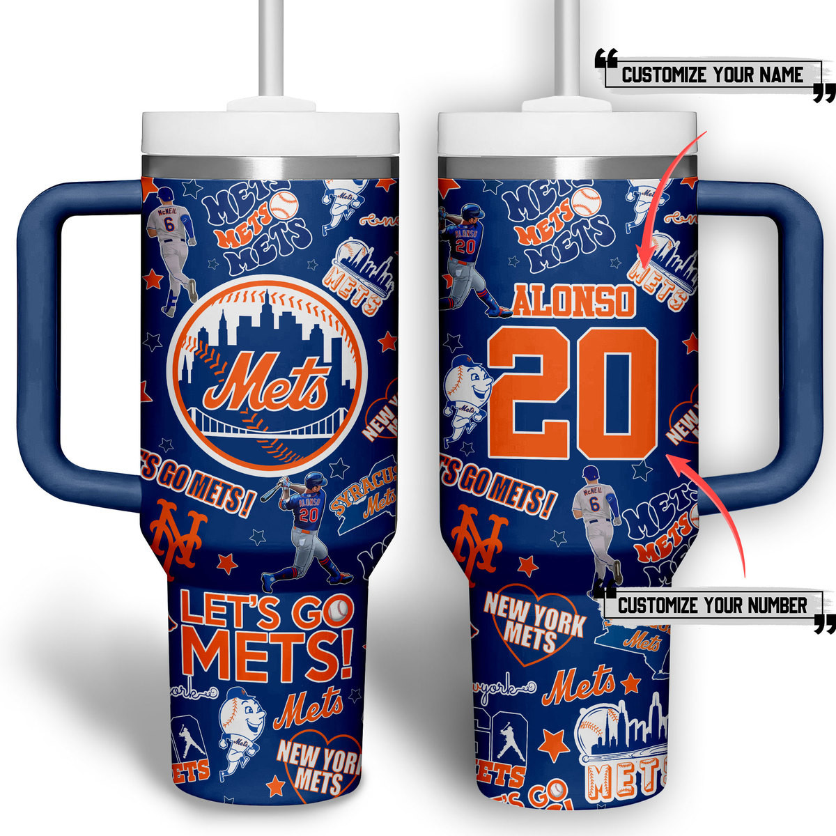 New York Mets MLB Custom Stanley Cup 40 oz 30 oz Tumbler With Handle