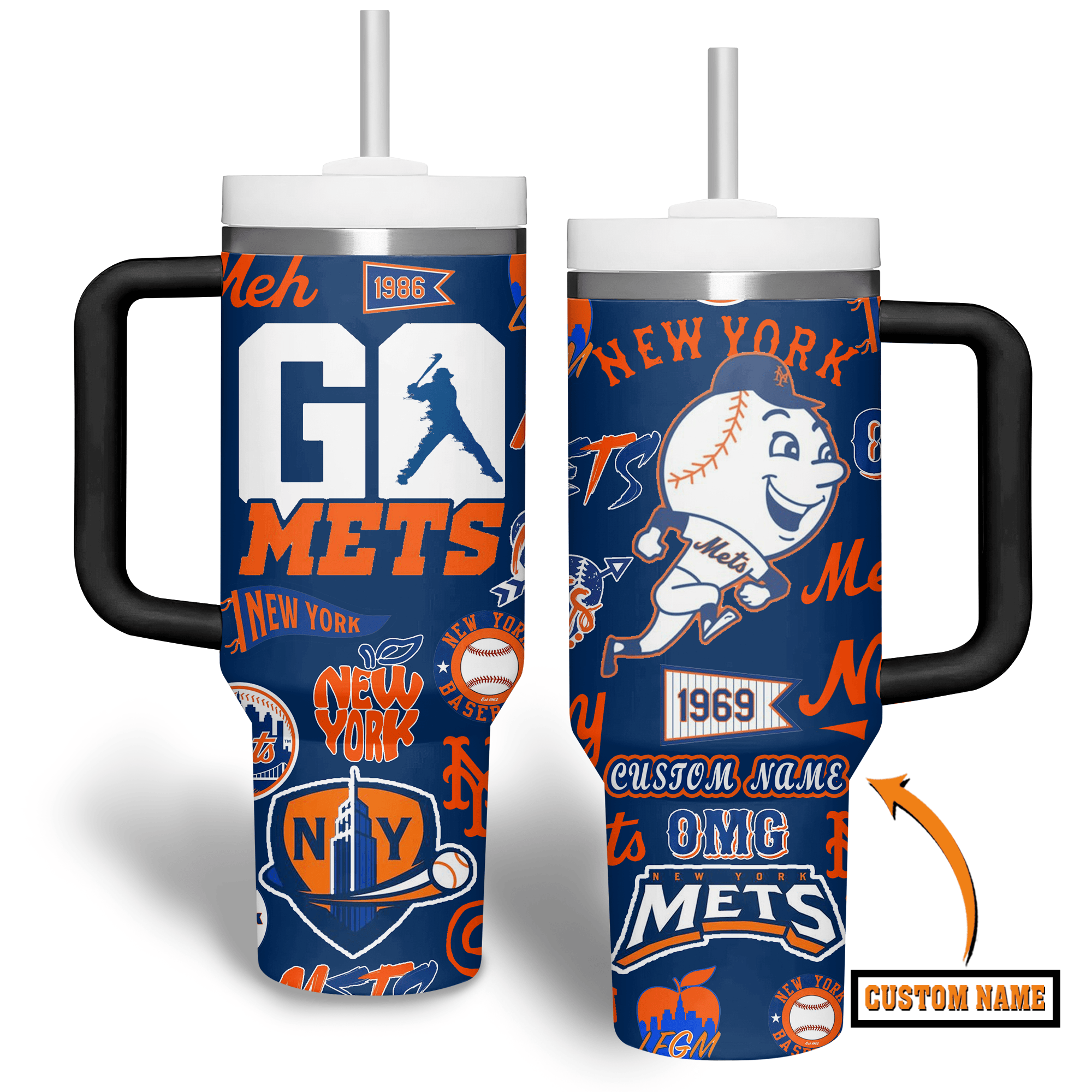 New York Mets MLB Custom Stanley Cup 40 oz 30 oz Tumbler With Handle