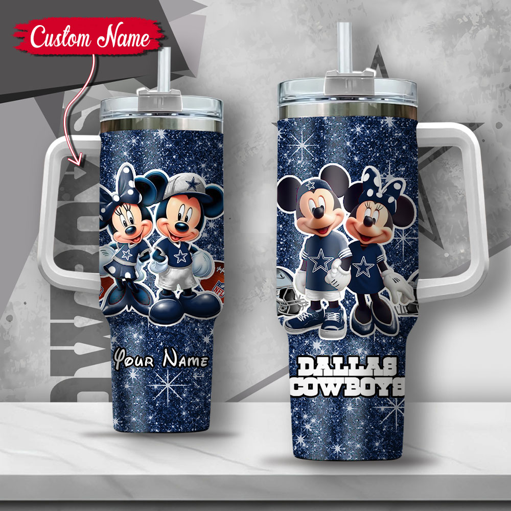 NFL Dallas Cowboys Mickey And Minnie Couple Custom Stanley Cup 40 oz 30 oz Tumbler With Handle