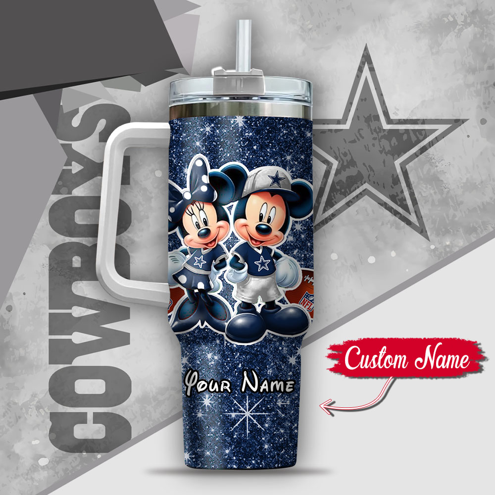 NFL Dallas Cowboys Mickey And Minnie Couple Custom Stanley Cup 40 oz 30 oz Tumbler With Handle