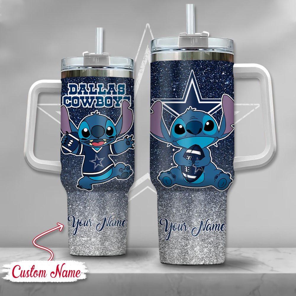 NFL Dallas Cowboys Stitch Glitter Custom Stanley Cup 40 oz 30 oz Tumbler With Handle