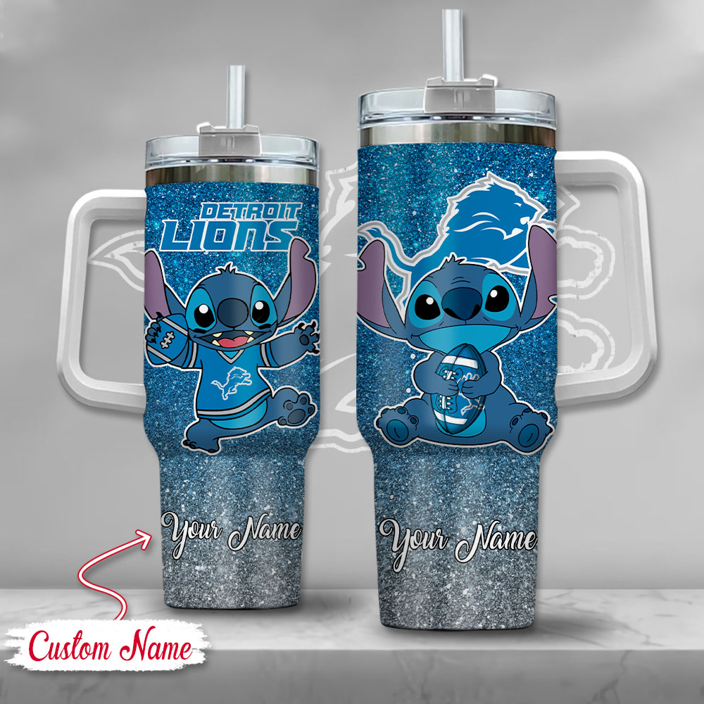 NFL Detroit Lions Stitch Glitter Custom Stanley Cup 40 oz 30 oz Tumbler With Handle
