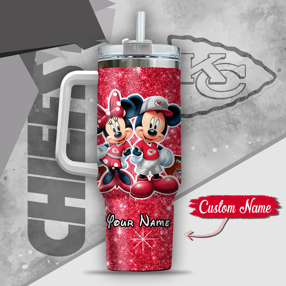 NFL Kansas City Chiefs Mickey And Minnie Couple Custom Stanley Cup 40 oz 30 oz Tumbler With Handle