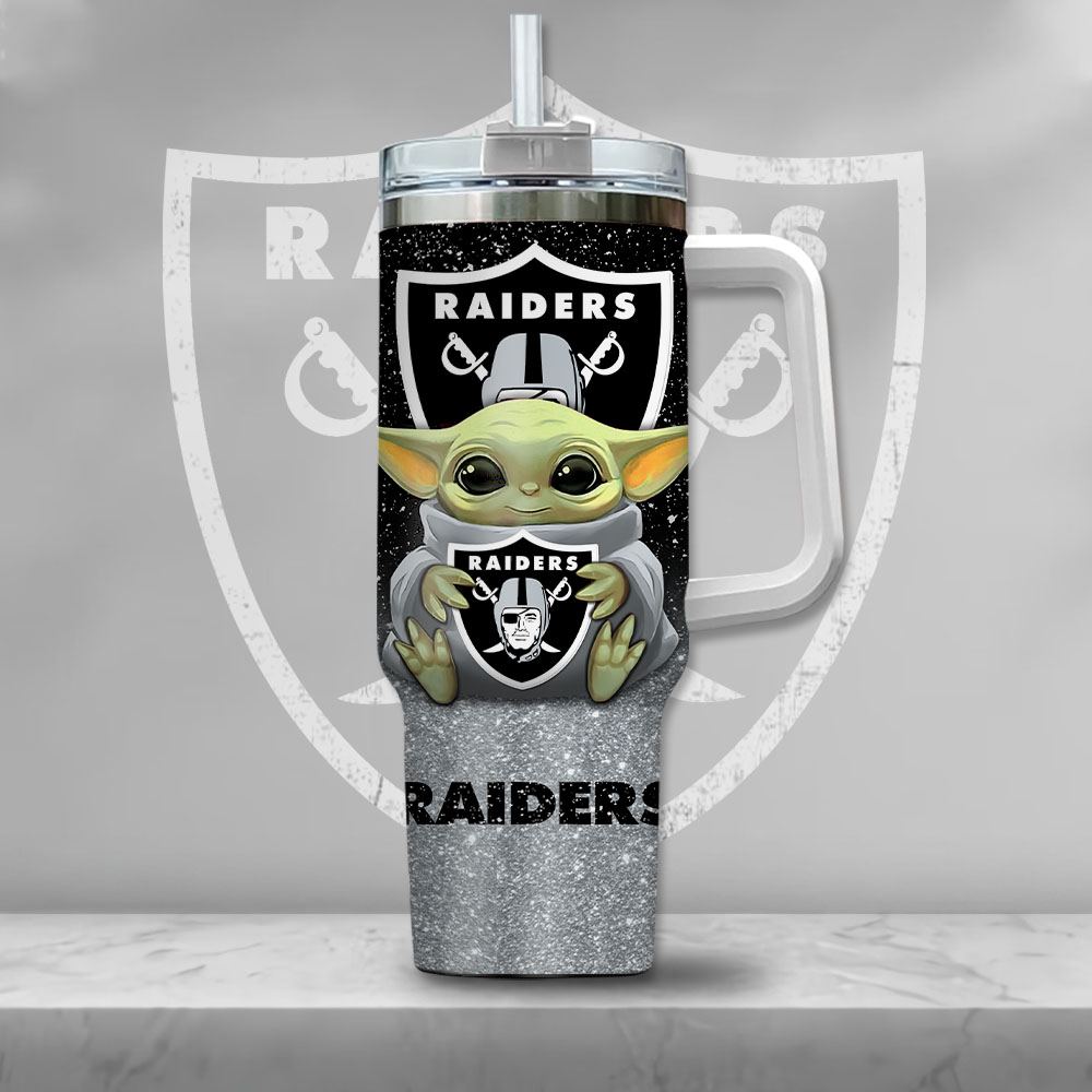 NFL Las Vegas Raiders Baby Yoda Custom Stanley Cup 40 oz 30 oz Tumbler With Handle