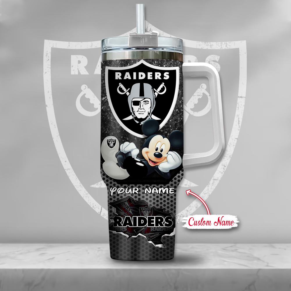 NFL Las Vegas Raiders Mickey Mouse Custom Stanley Cup 40 oz 30 oz Tumbler With Handle