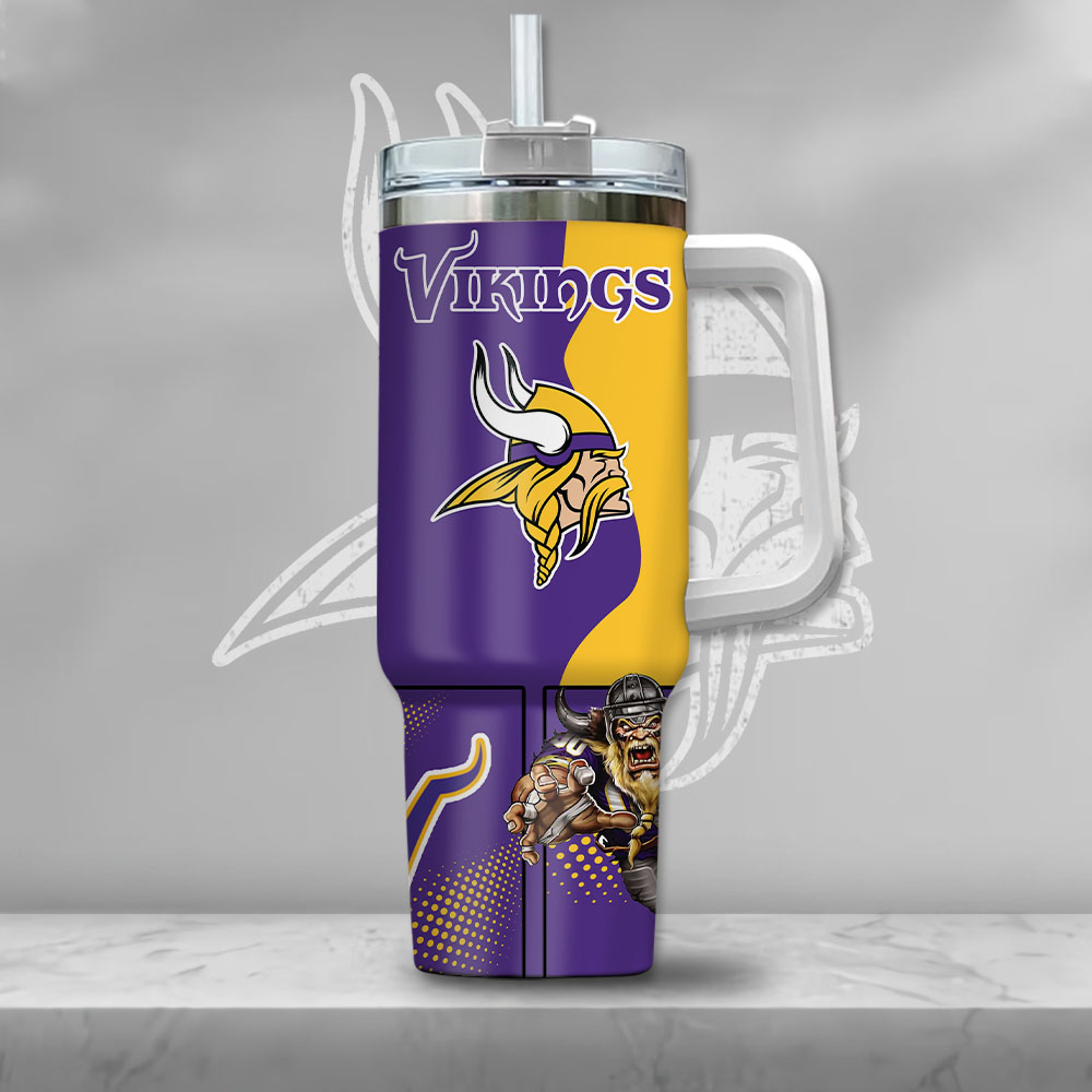 NFL Minnesota Vikings Gangster Skeleton Custom Stanley Cup 40 oz 30 oz Tumbler With Handle