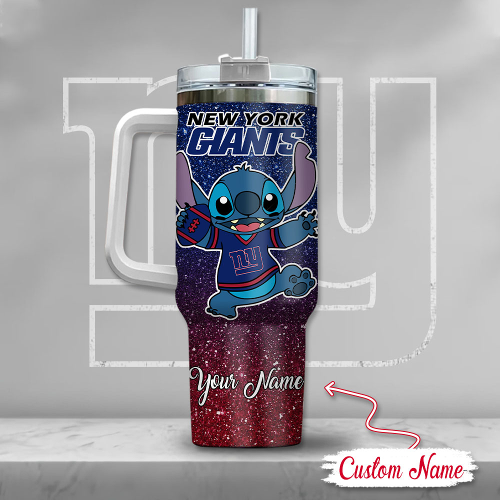 NFL New York Giants Stitch Glitter Custom Stanley Cup 40 oz 30 oz Tumbler With Handle