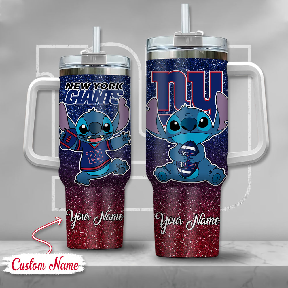 NFL New York Giants Stitch Glitter Custom Stanley Cup 40 oz 30 oz Tumbler With Handle