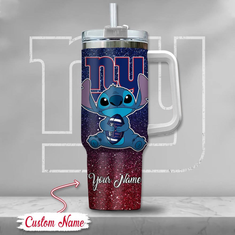 NFL New York Giants Stitch Glitter Custom Stanley Cup 40 oz 30 oz Tumbler With Handle