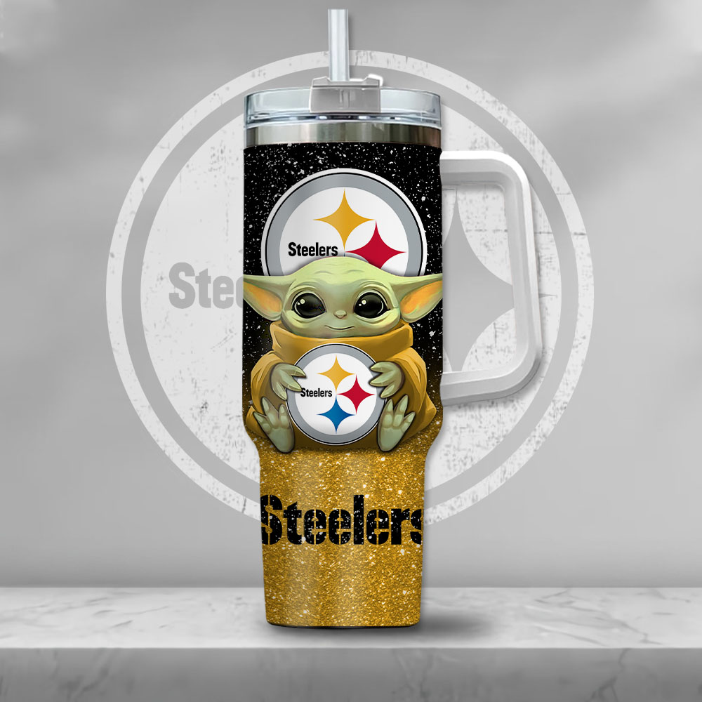 NFL Pittsburgh Steelers Baby Yoda Custom Stanley Cup 40 oz 30 oz Tumbler With Handle