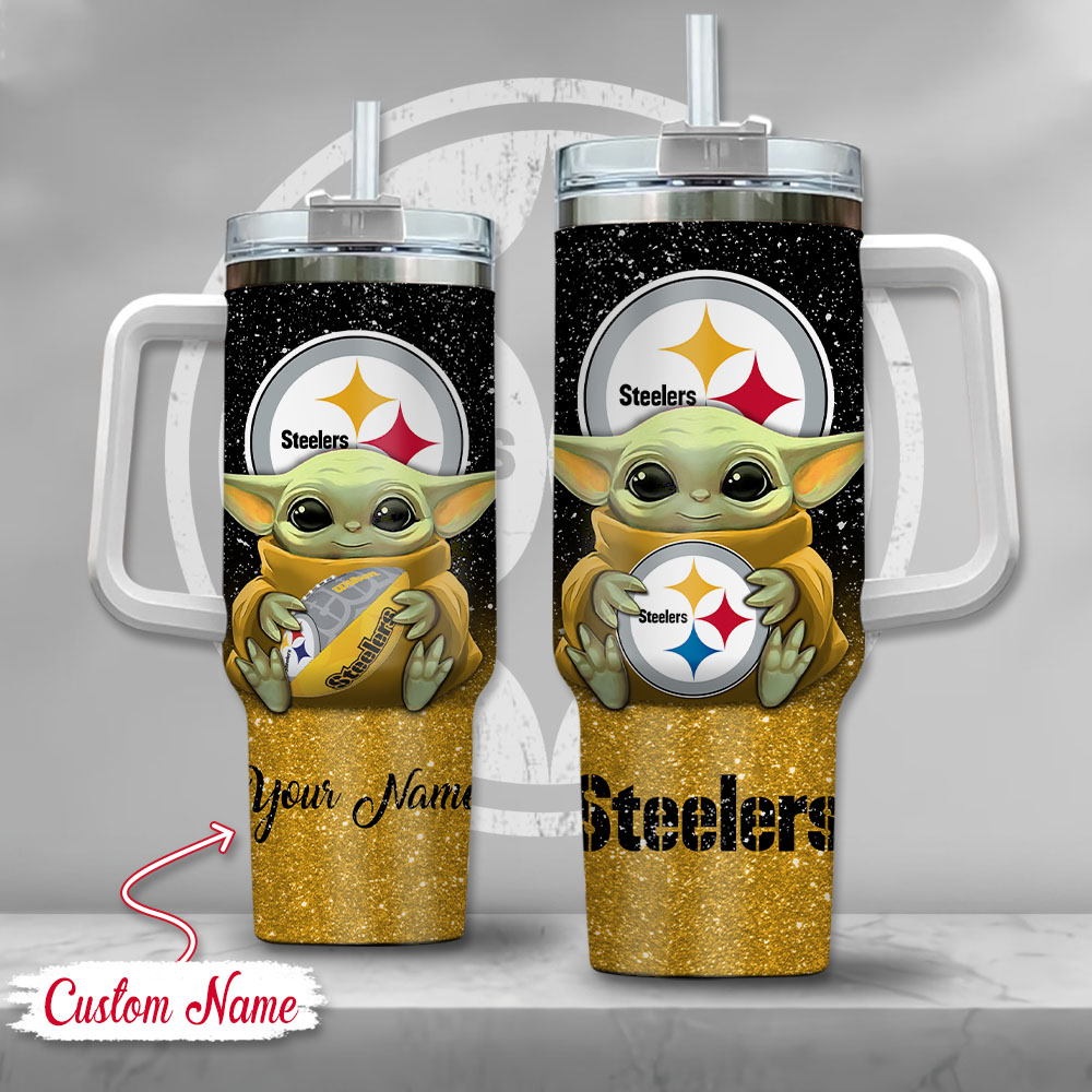 NFL Pittsburgh Steelers Baby Yoda Custom Stanley Cup 40 oz 30 oz Tumbler With Handle