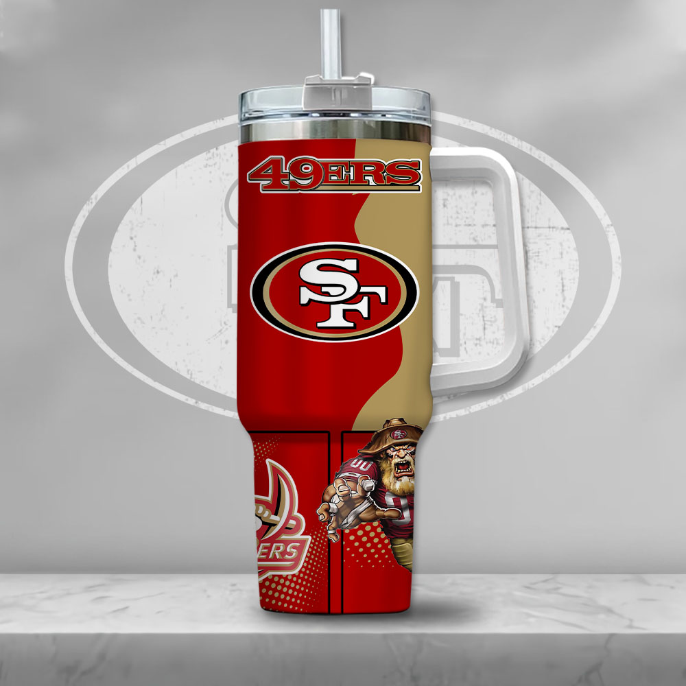 NFL San Francisco 49ers Gangster Skeleton Custom Stanley Cup 40 oz 30 oz Tumbler With Handle