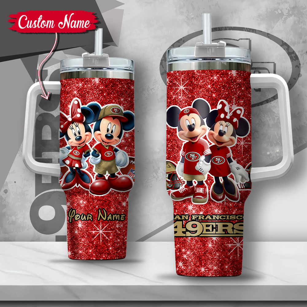 NFL San Francisco 49ers Mickey And Minnie Couple Custom Stanley Cup 40 oz 30 oz Tumbler With Handle