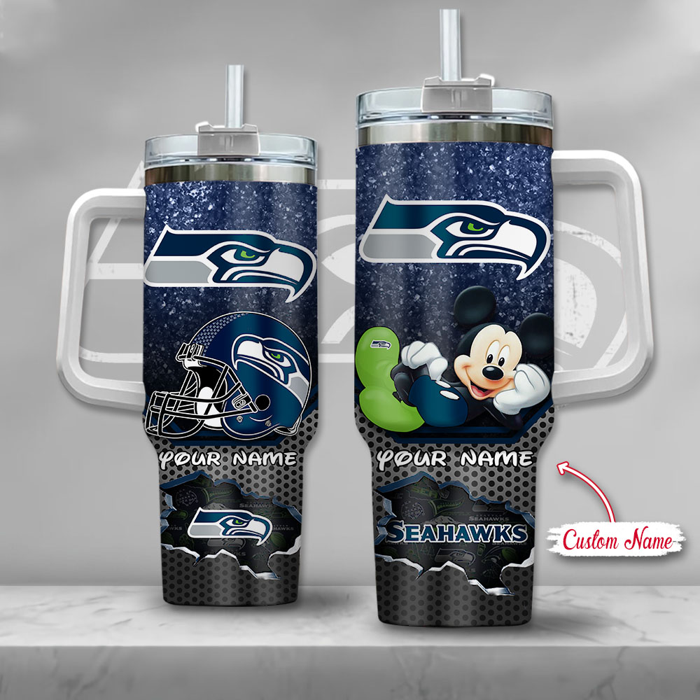 NFL Seattle Seahawks Mickey Mouse Custom Stanley Cup 40 oz 30 oz Tumbler With Handle