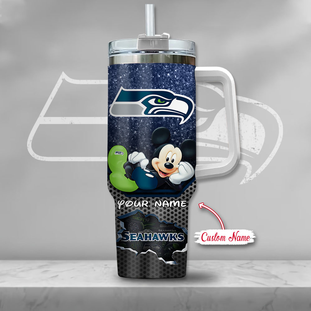NFL Seattle Seahawks Mickey Mouse Custom Stanley Cup 40 oz 30 oz Tumbler With Handle