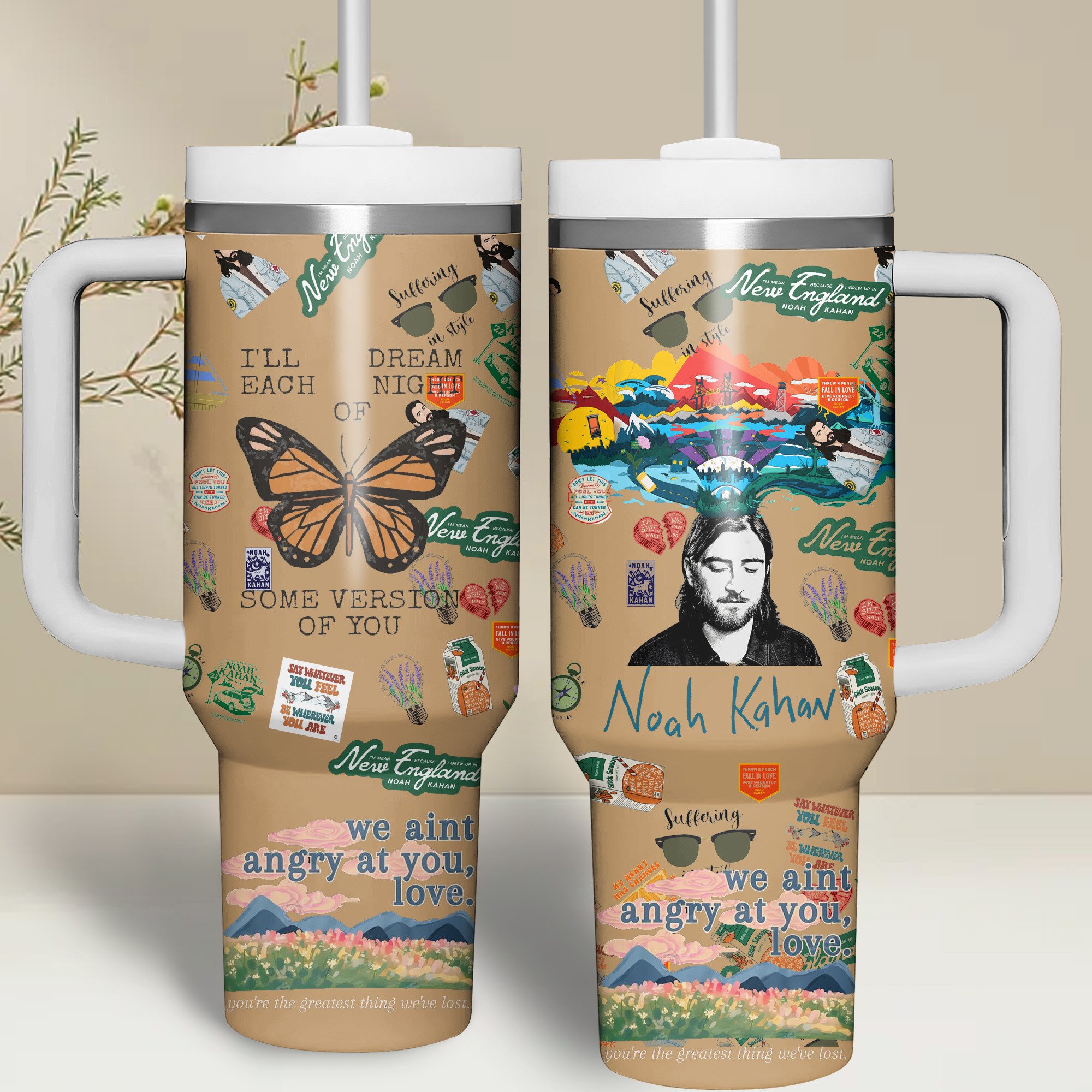 Noah Kahan Music Custom Stanley Cup 40 oz 30 oz Tumbler With Handle