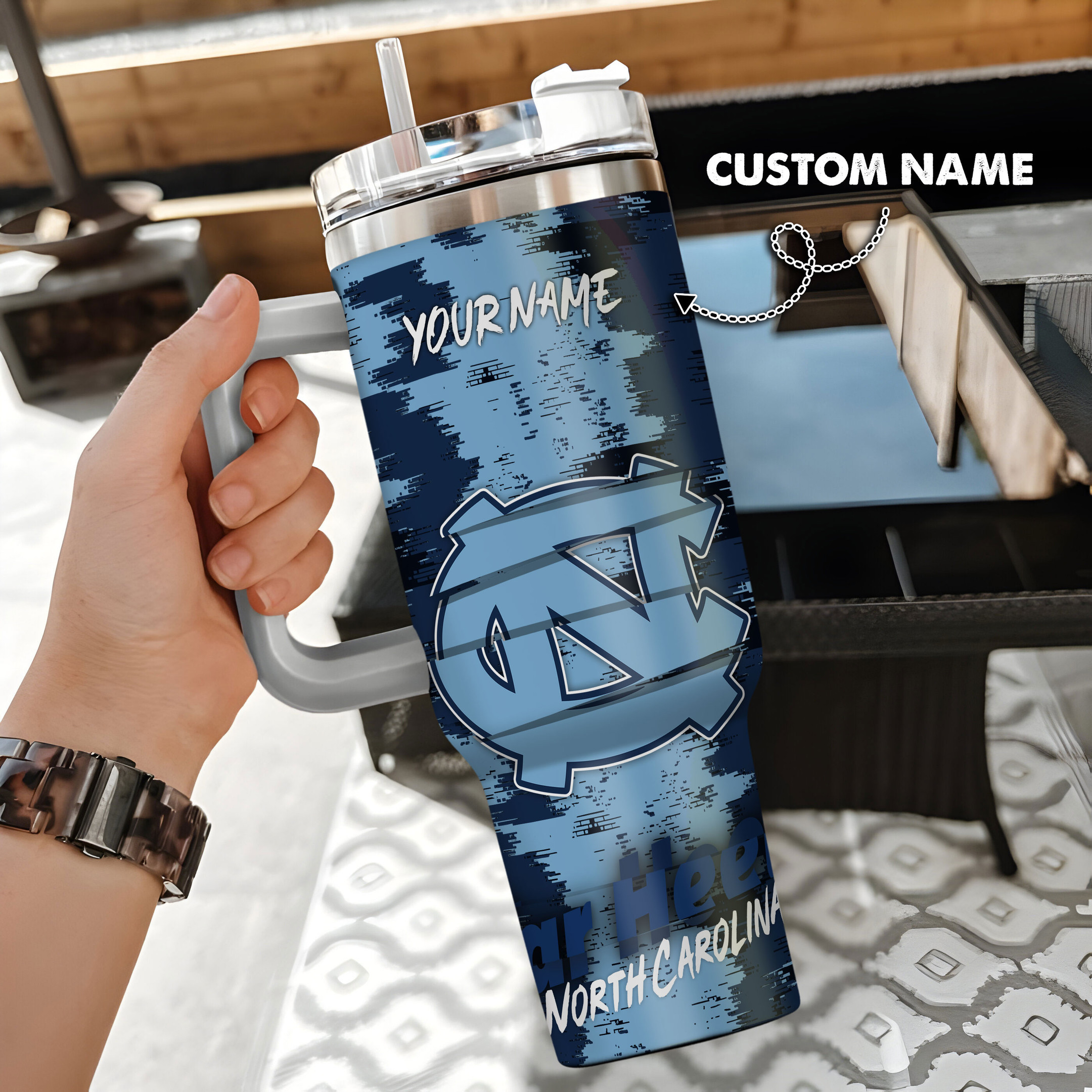 North Carolina Tar Heels NCAA Custom Stanley Cup 40 oz 30 oz Tumbler With Handle