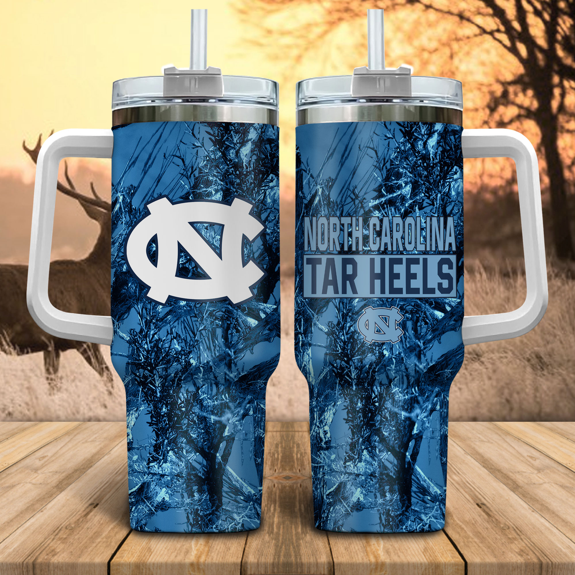 North Carolina Tar Heels NCAA Hunting Custom Stanley Cup 40 oz 30 oz Tumbler With Handle