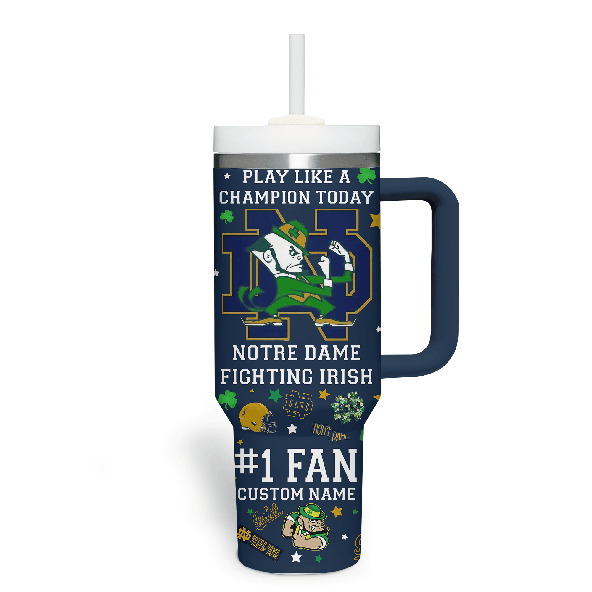 Notre Dame Fighting Irish NCAA Custom Stanley Cup 40 oz 30 oz Tumbler With Handle