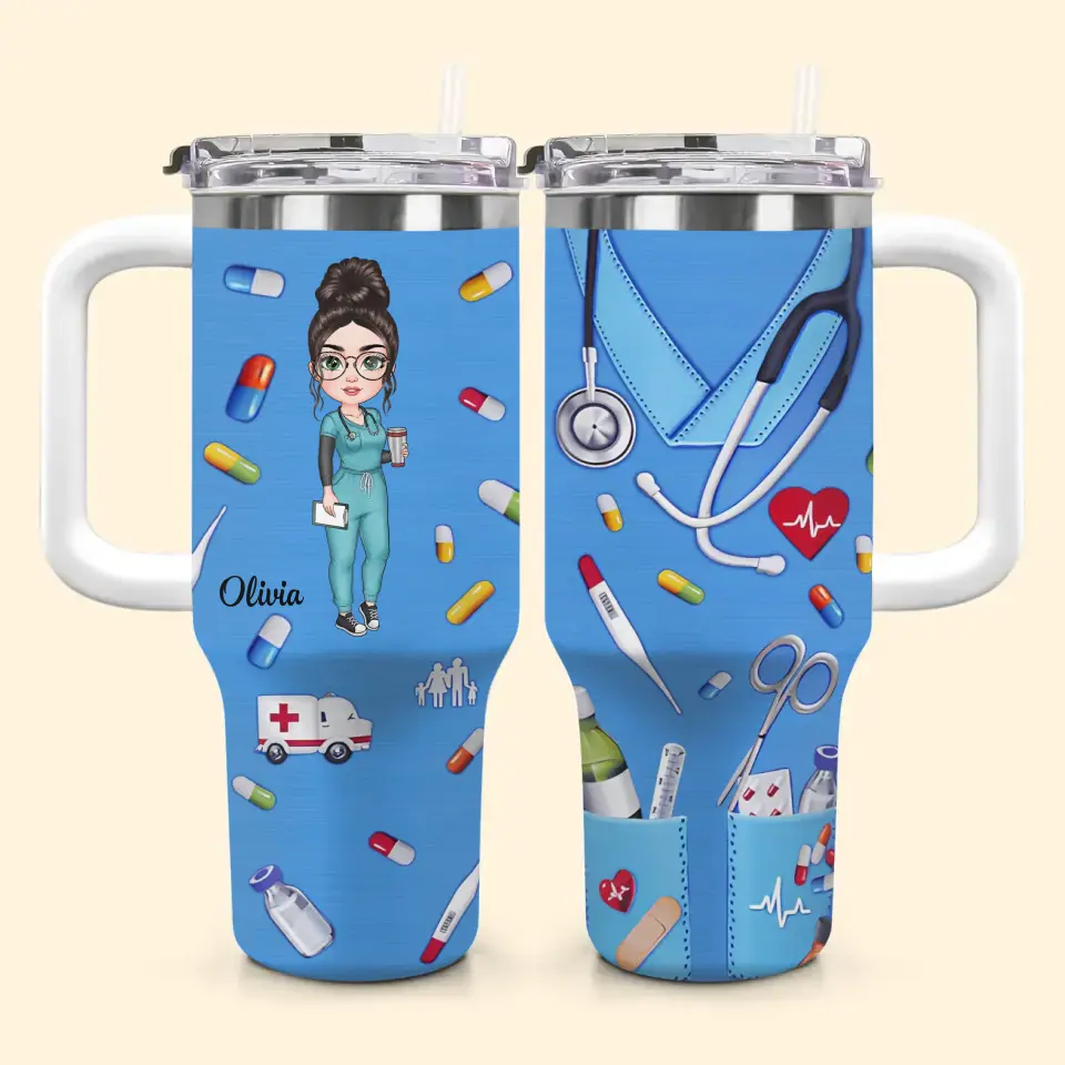 Nurse Scrubs Custom Stanley Cup 40 oz 30 oz Tumbler With Handle