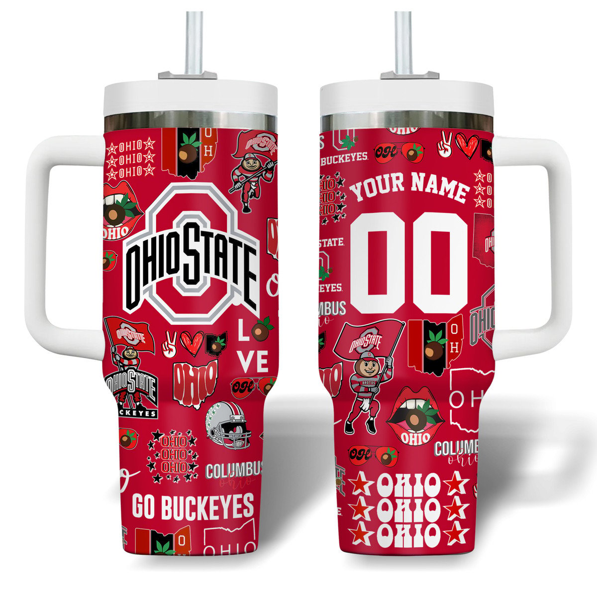 Ohio State Buckeyes NCAA Custom Stanley Cup 40 oz 30 oz Tumbler With Handle