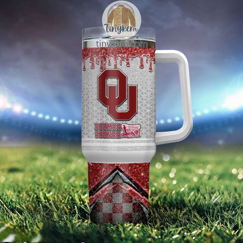 Oklahoma Sooners Glitter NCAA Custom Stanley Cup 40 oz 30 oz Tumbler With Handle