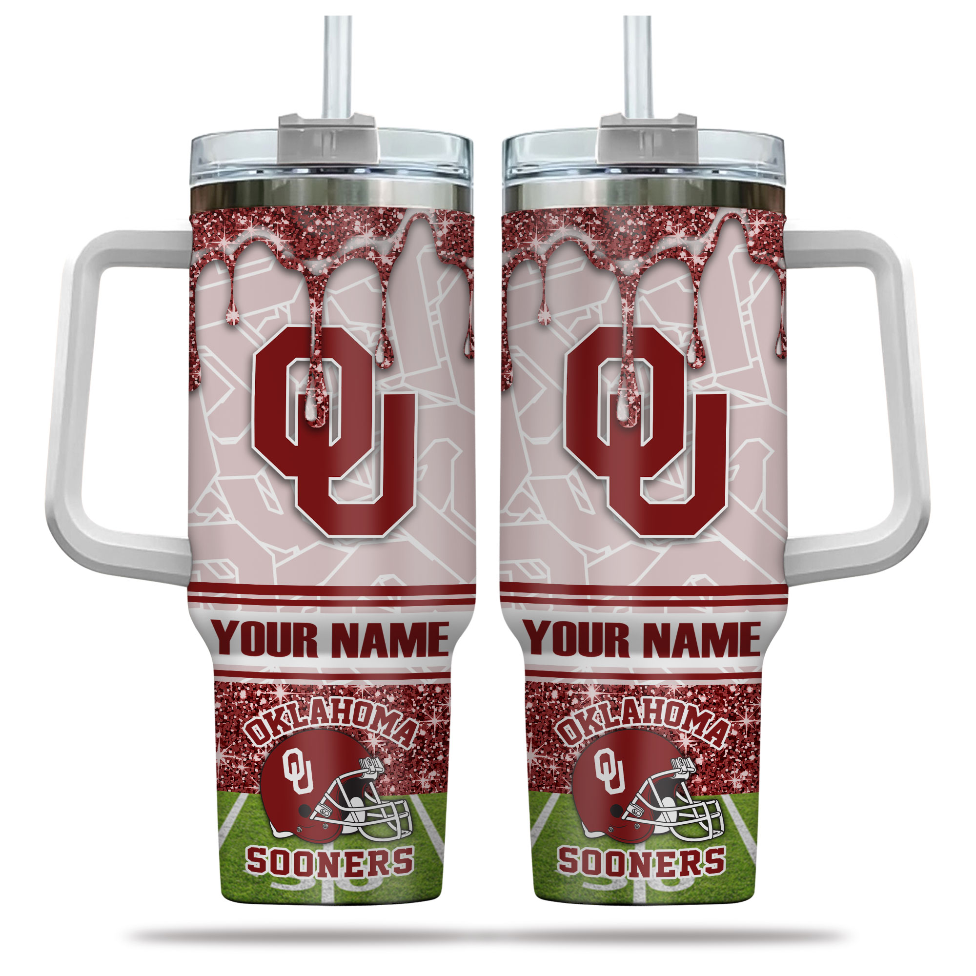 Oklahoma Sooners NCAA Glitter Custom Stanley Cup 40 oz 30 oz Tumbler With Handle