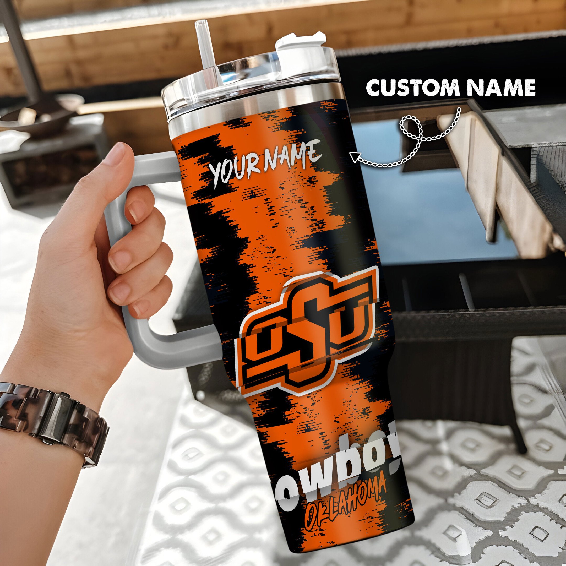 Oklahoma State Cowboys NCAA Custom Stanley Cup 40 oz 30 oz Tumbler With Handle