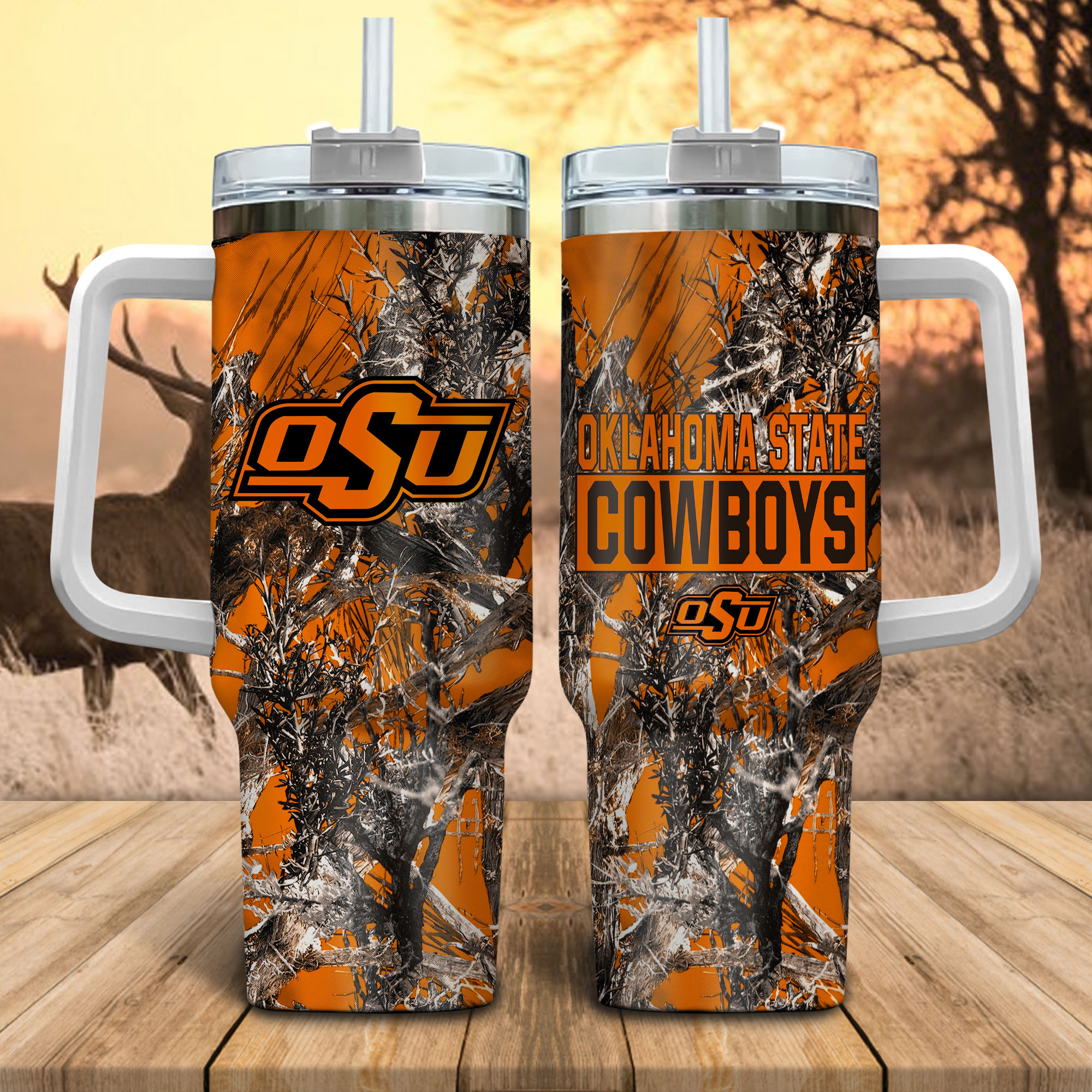 Oklahoma State Cowboys NCAA Hunting Custom Stanley Cup 40 oz 30 oz Tumbler With Handle