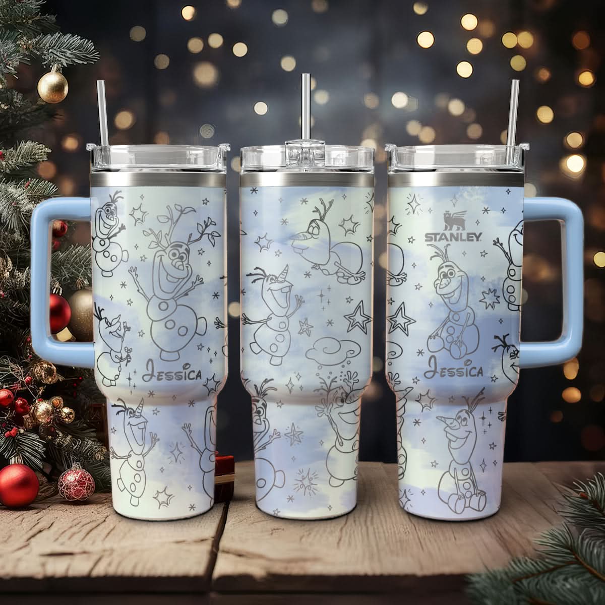Olaf Frozen Cartoon Custom Stanley Cup 40 oz 30 oz Tumbler With Handle