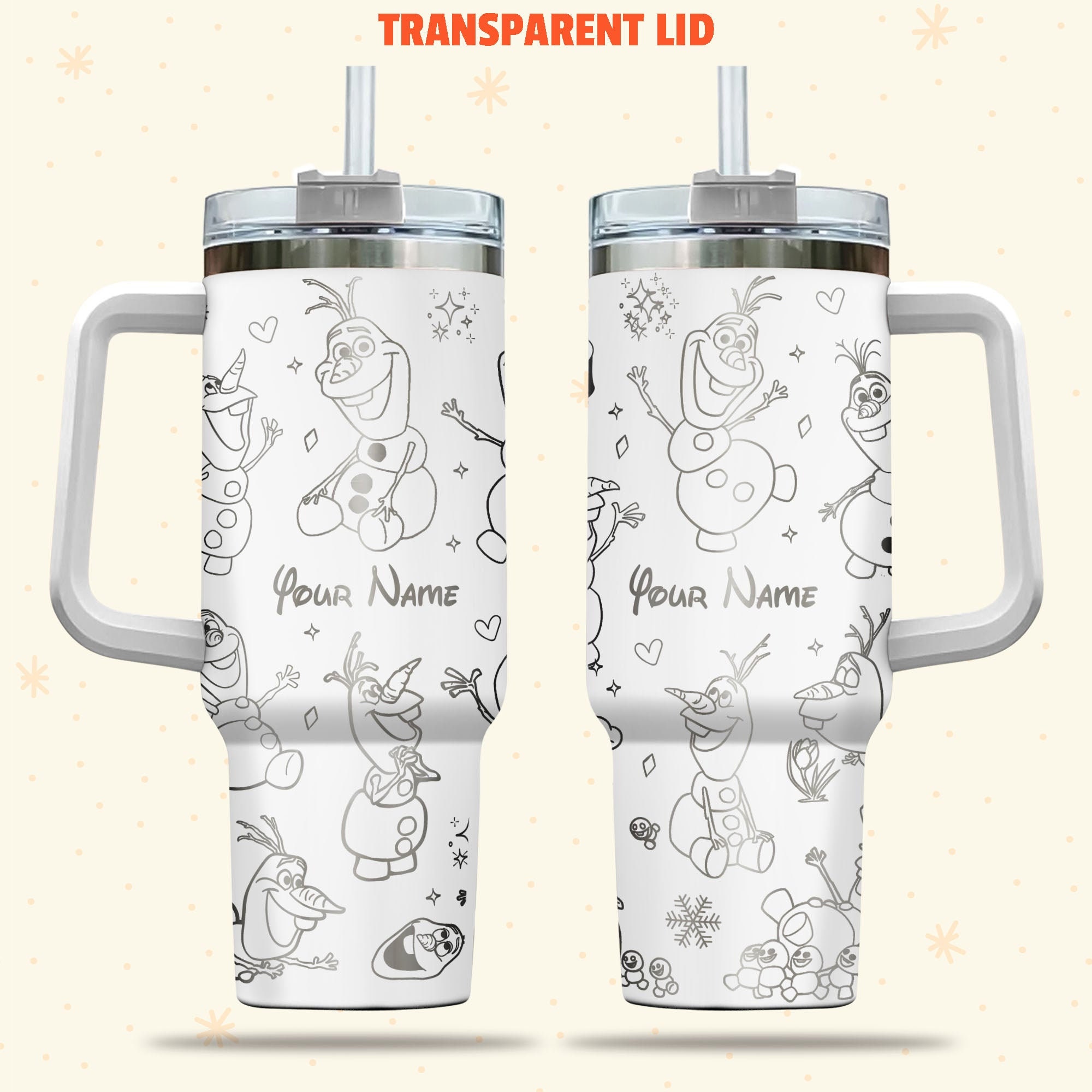 Olaf Frozen Disney Cartoon Custom Stanley Cup 40 oz 30 oz Tumbler With Handle