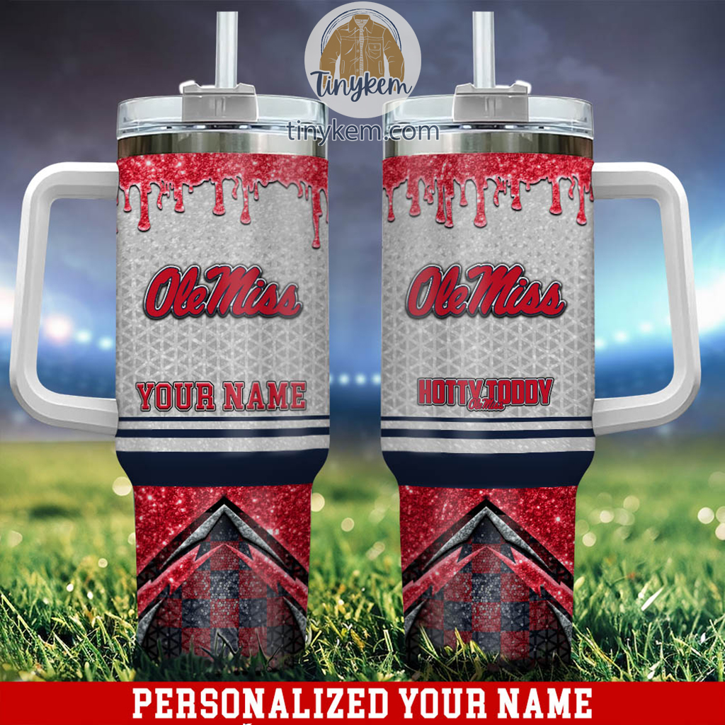 Ole Miss Rebels Glitter NCAA Custom Stanley Cup 40 oz 30 oz Tumbler With Handle