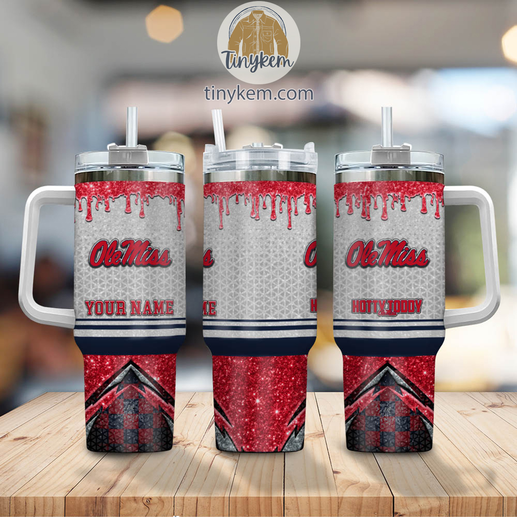 Ole Miss Rebels Glitter NCAA Custom Stanley Cup 40 oz 30 oz Tumbler With Handle