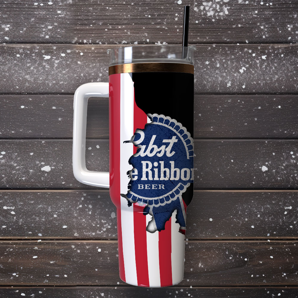 Pabst Blue Ribbon Drink Custom Stanley Cup 40 oz 30 oz Tumbler With Handle