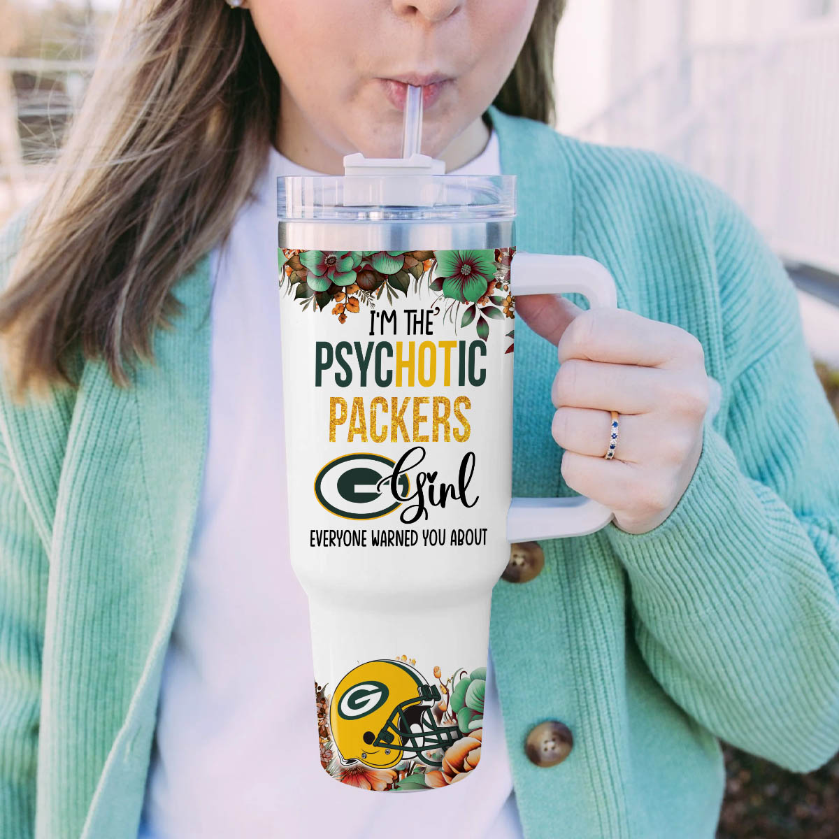 Packers Girl Green Bay Packers NFL Custom Stanley Cup 40 oz 30 oz Tumbler With Handle