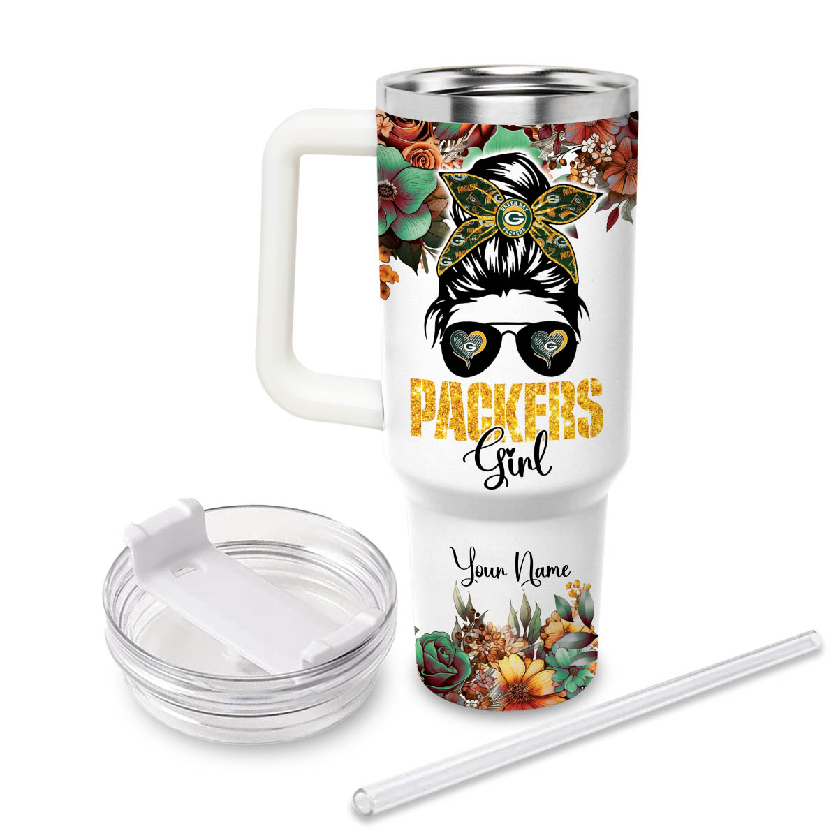 Packers Girl Green Bay Packers NFL Custom Stanley Cup 40 oz 30 oz Tumbler With Handle