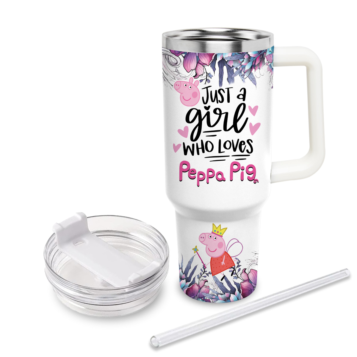 Peppa Pig Cartoon Custom Stanley Cup 40 oz 30 oz Tumbler With Handle