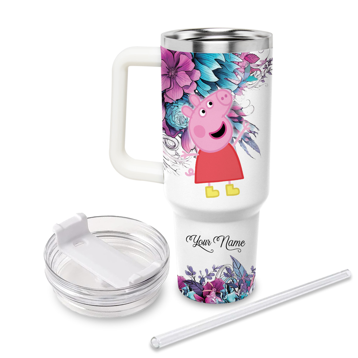 Peppa Pig Cartoon Custom Stanley Cup 40 oz 30 oz Tumbler With Handle