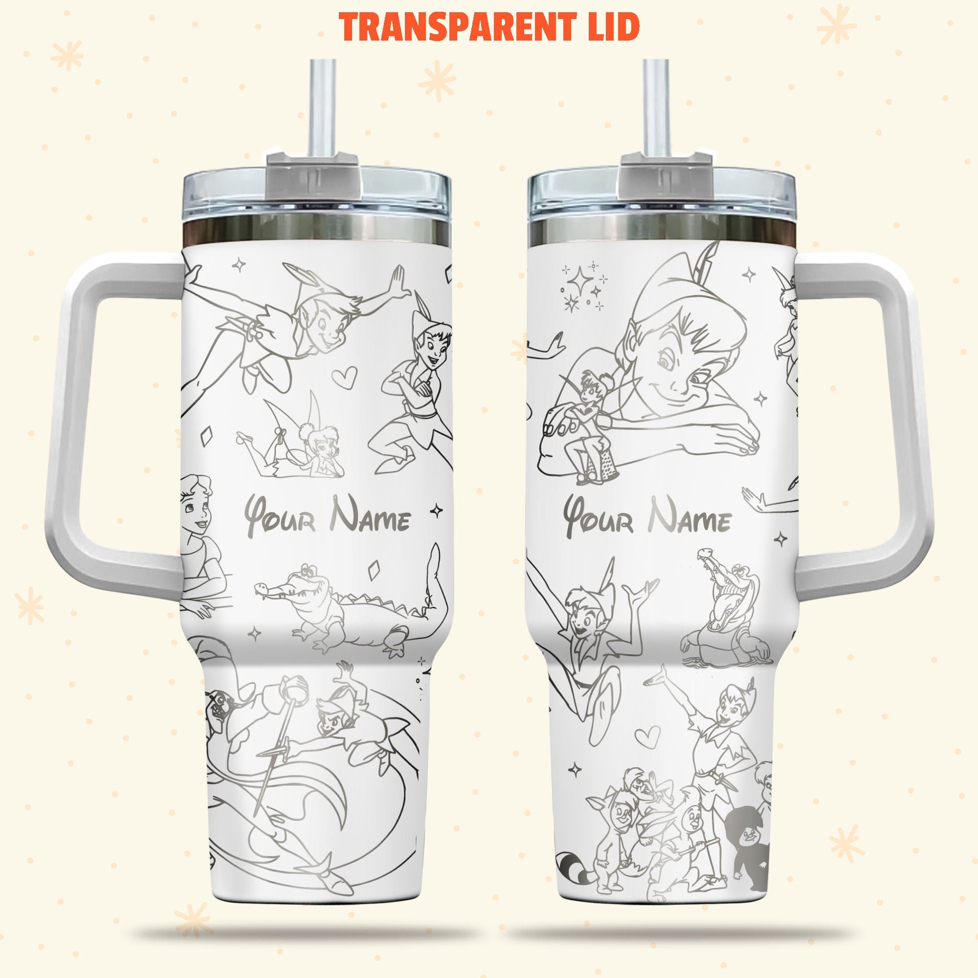 Peter Pan Neverland Disney Cartoon Custom Stanley Cup 40 oz 30 oz Tumbler With Handle