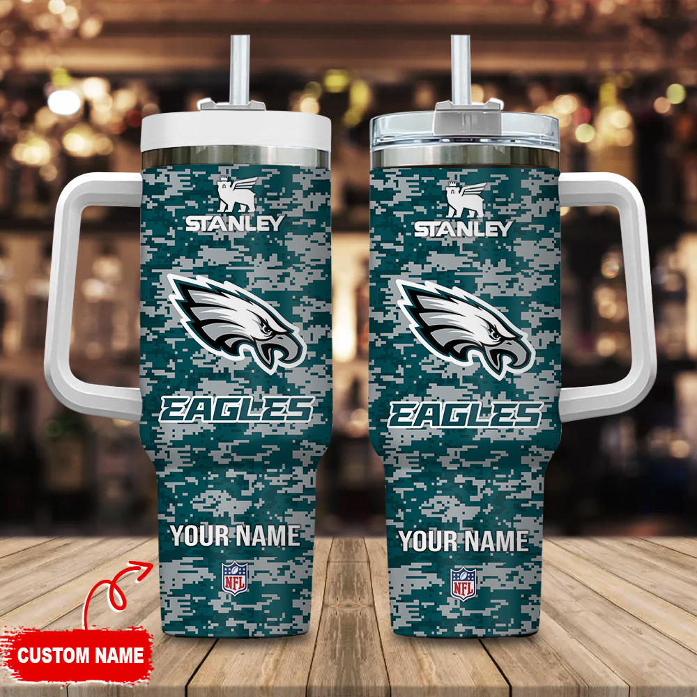 Philadelphia Eagles NFL Camouflage Custom Stanley Cup 40 oz 30 oz Tumbler With Handle